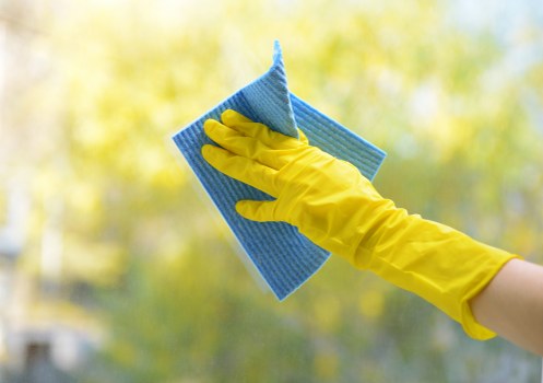 Post-construction cleaning tools used in an empty property