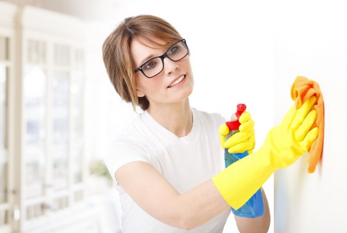Detailed kitchen move in cleaning with sanitized counters and cabinets