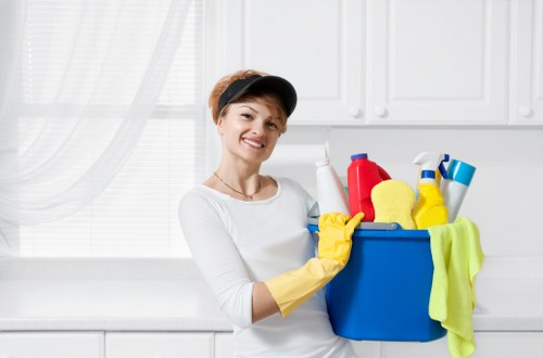 Vacate cleaning in a bathroom with detailed scrubbing