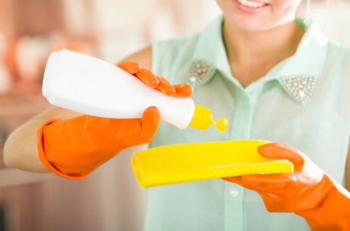 Professional upholstery cleaning on a fabric sofa